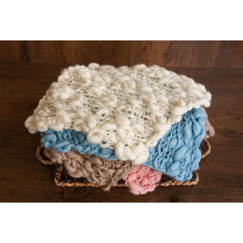 Photography Newborn - Chunky Knit Merino Baby Blanket -Braided