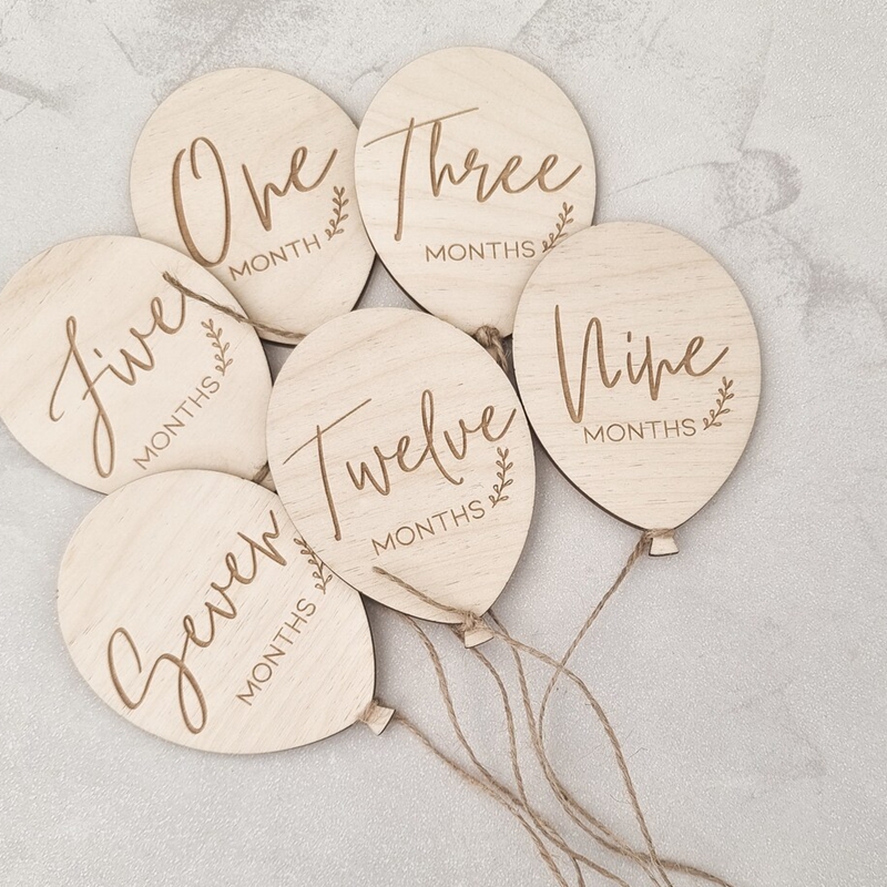 Photography Word - Wooden Milestone Baby Balloon Word Signs