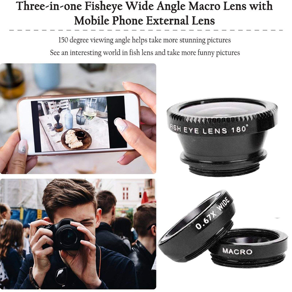 Universal 3 in 1 Fish Eye Lens - Photography Zooming recension och pris