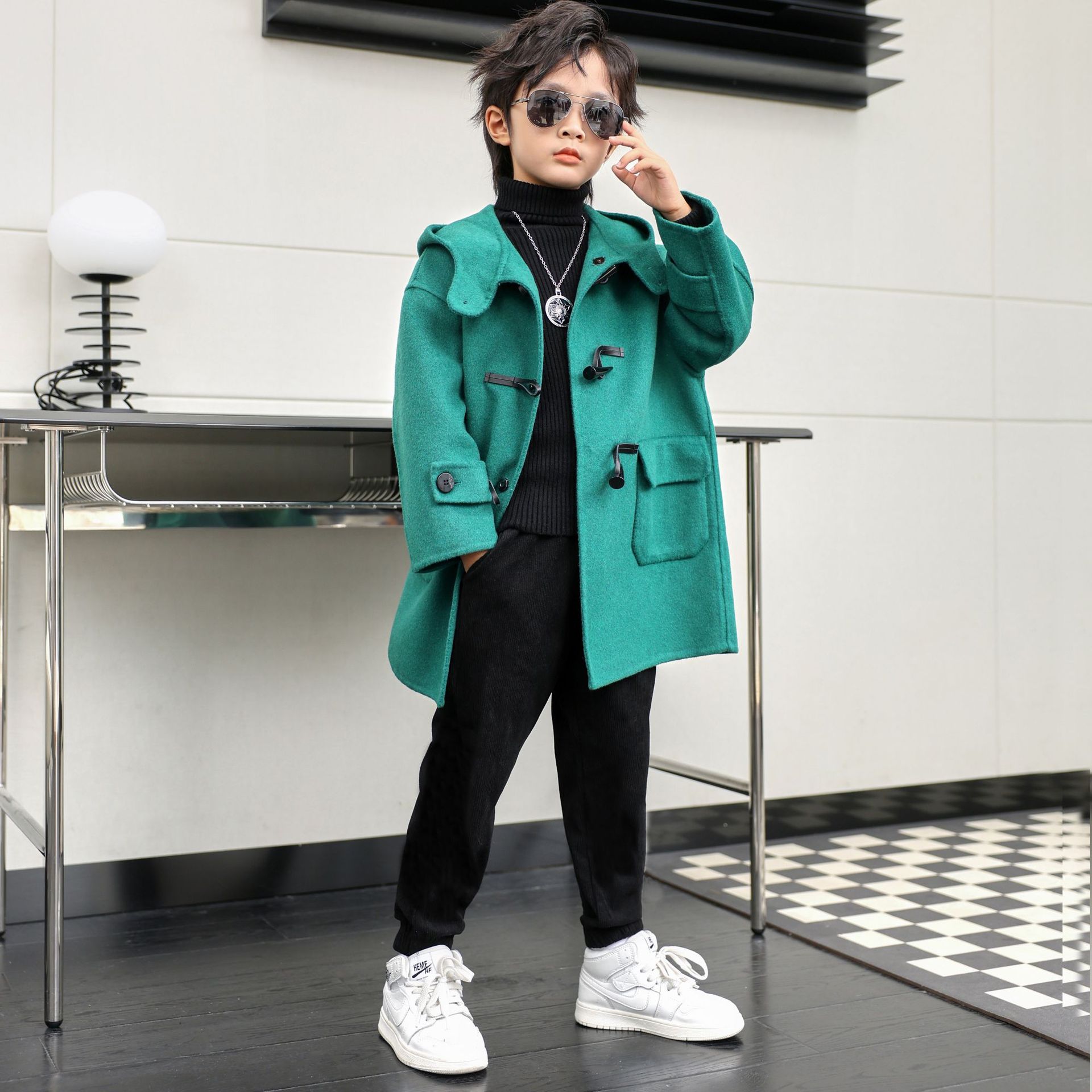 Children Winter Red Green Wool - Photography Jacket recension och pris