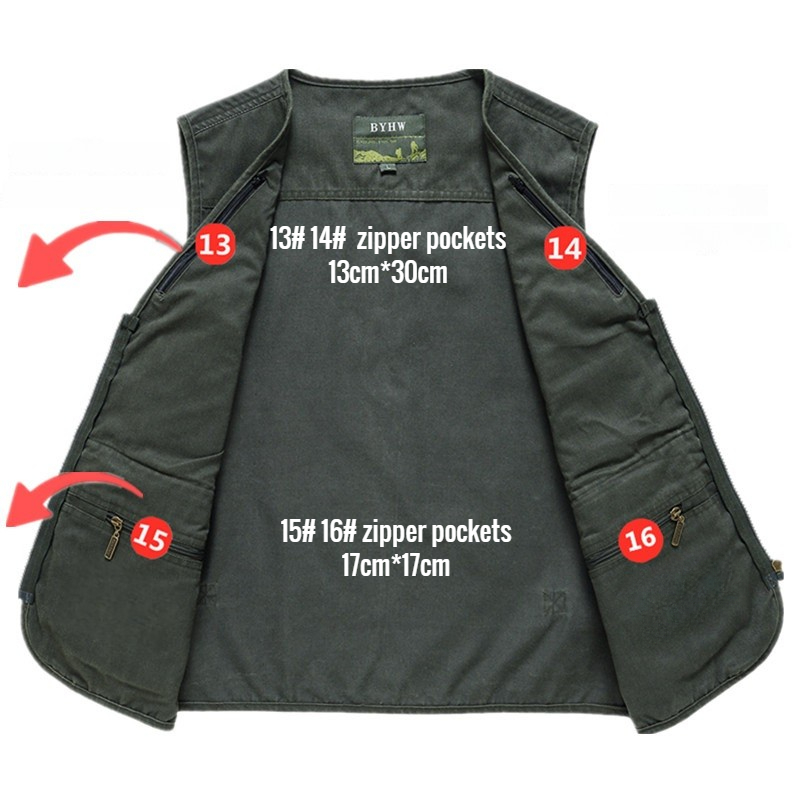 Multi Pocket Men's Vest Zipper - Photography Jacket recension och pris