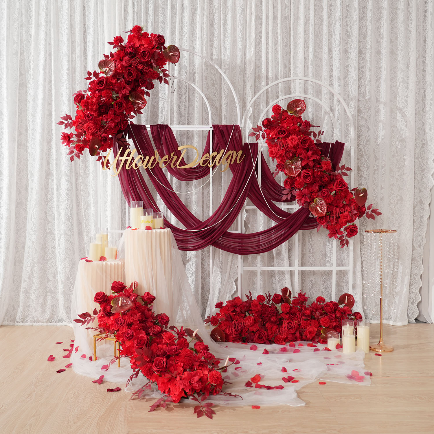 Uflower Red Flower Row Wedding - Photography Graduation recension och pris