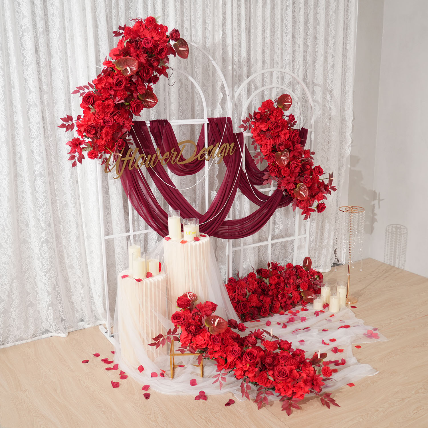 Uflower Red Flower Row Wedding - Photography Graduation recension och pris